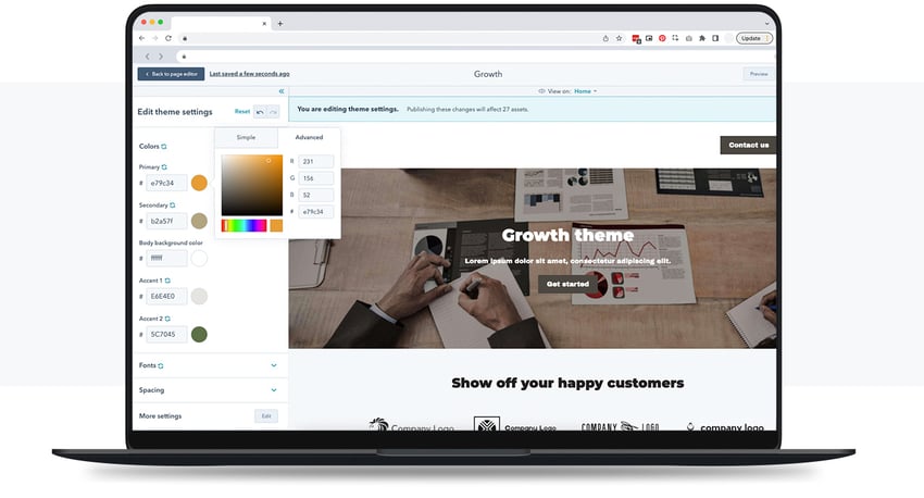 HubSpot CMS 網頁建立器