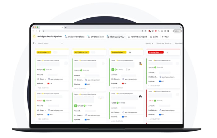 HubSpot and Clickup Custom Integration Interface