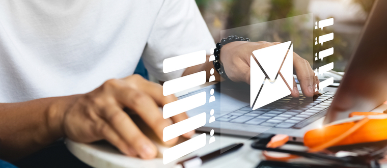 Marketer sending email to customers and lead